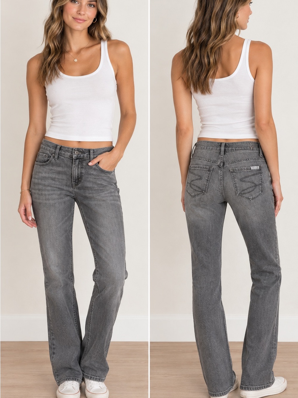 Seven7 Jeans Gray Straight Leg Slim Fit Jeans